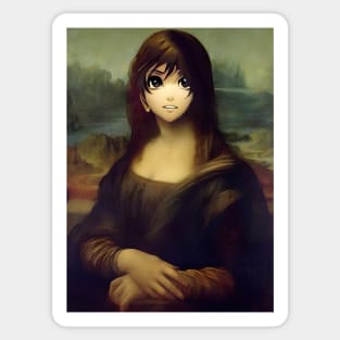 Beaux Animes Art ...The Mona Lisa (La Gioconda) - Leonardo da Vinci re-imagined as an anime. Sticker